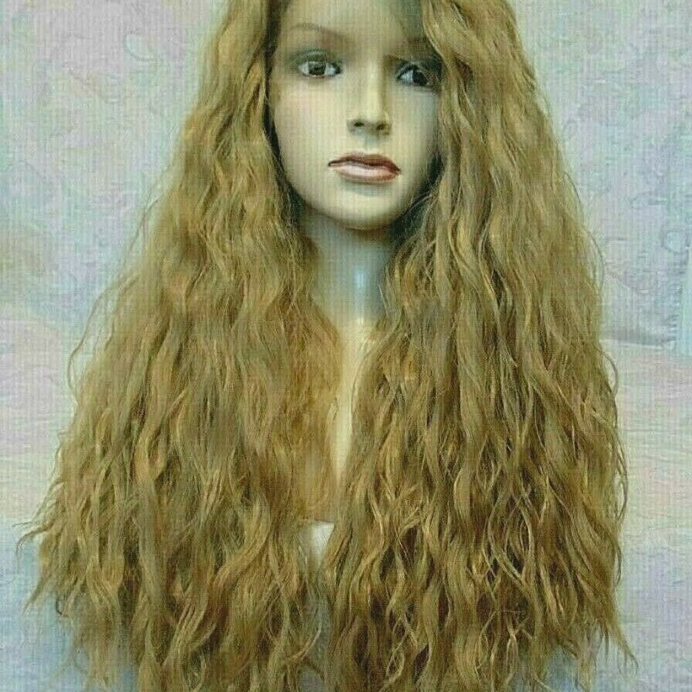 Lace Front, 3.5" Part, Dk Blonde Long Wavy Wig - Picture 4 of 13
